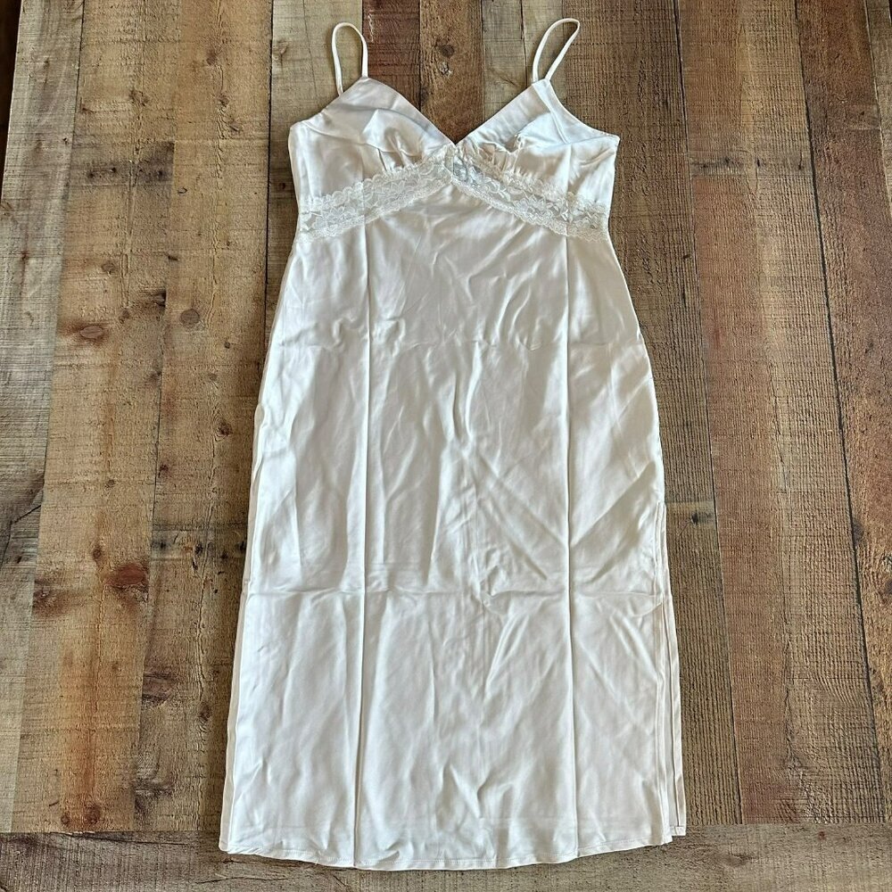 Princess Polly Womens Size 12 Amelia Midi Dress in Champagne Cream New with Flaw